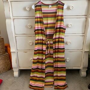 Cato Multicolor Striped Knit Open Front Duster